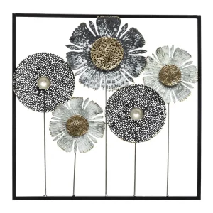 Wanddecoratie Bloemen | Metaal | 50x50cm