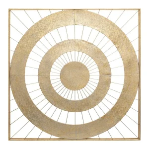 Metalen wanddecoratie "zon" in frame | Goud | 90x90cm
