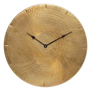 Wandklok industrieel | Gehamerd Metaal Goud | ø 49cm