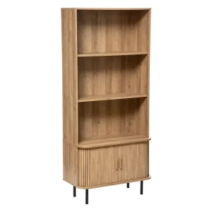 "Bali" Design Boekenkast met 2 Deuren en Eiken Effect Afwerking