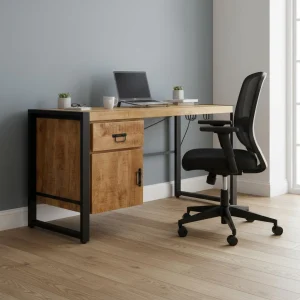 Britt Bureau met Deur Mangohout en Staal