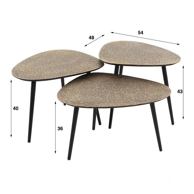 Salontafel set van 3 Nia Driehoek Antiek - Afbeelding 4