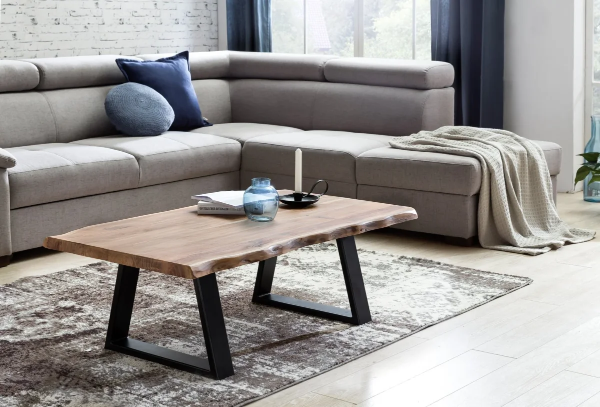 Salontafel massief houten acacia 115 x 60 cm boomstam woonkamer - Afbeelding 3
