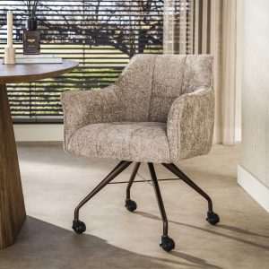 Armstoel met wielen Raster Beige (per 2)