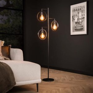 Vloerlamp Ringen Zwart 3 lichtpunten