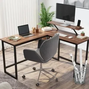 Hoekbureau Industrieel Design | Houtlook en Staal | 140x130x76cm