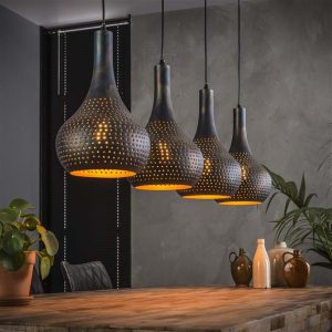 Hanglamp Kegels Mira Zwart 4 lichtpunten