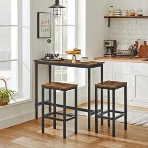 Bartafel set met krukken (2) industrieel | Houtlook en Staal
