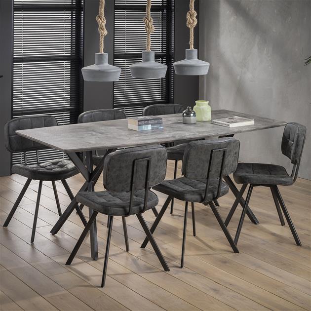 Eettafel Deens ovaal Hidde Betonlook 190 cm - Afbeelding 2