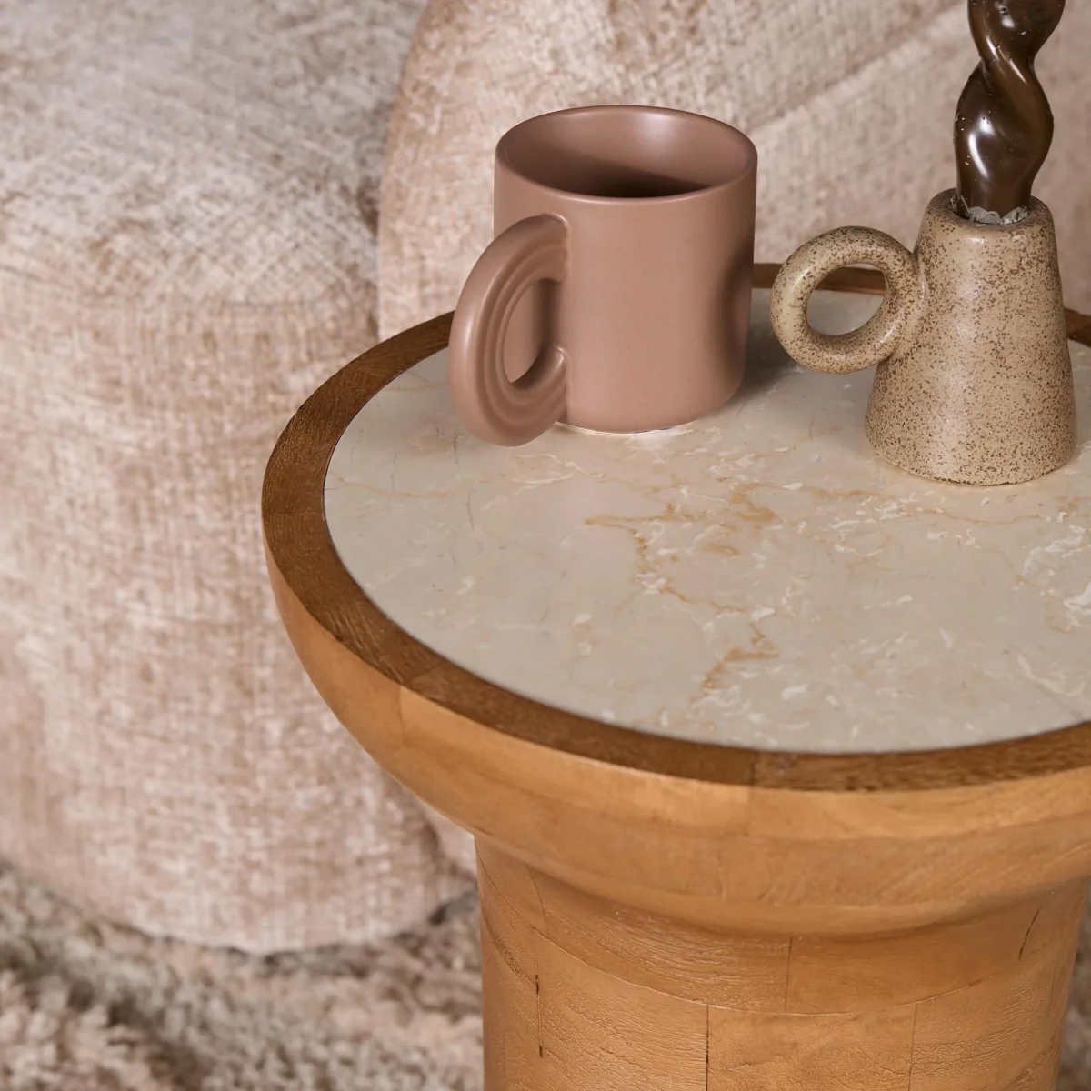 Bijzettafel Zoë Naturel Travertin 33 cm - Afbeelding 3