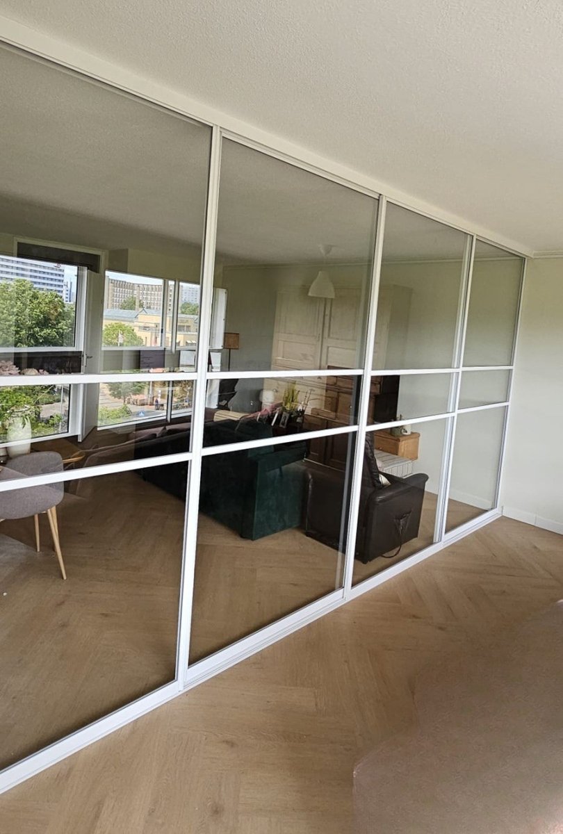 Staallook schuifwand met 4 deuren in het wit - Afbeelding 4