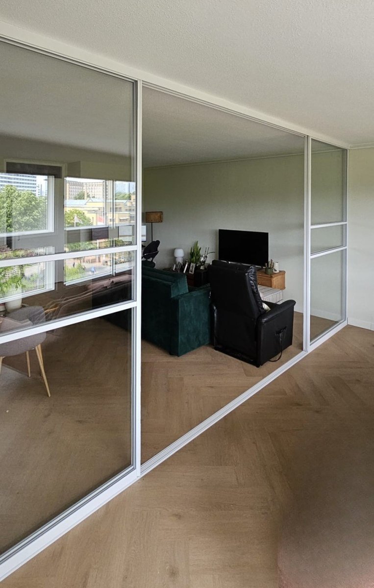 Staallook schuifwand met 4 deuren in het wit - Afbeelding 3