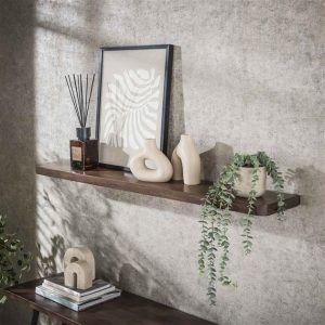 Wandplank Carve 120 cm – Massief Acaciahout met Warme Bruine Finish