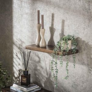 Wandplank Carve 60 cm – Massief Acaciahout met Warme Bruine Finish