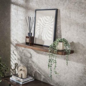 Wandplank Carve 90 cm – Massief Acaciahout met Warme Bruine Uitstraling