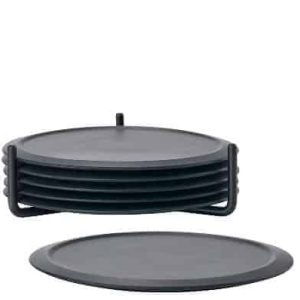Zone Denmark – onderzetters met houder – 6 stuks – zwart
